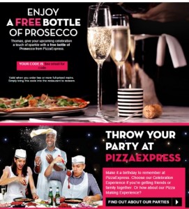 pizza express birthday email