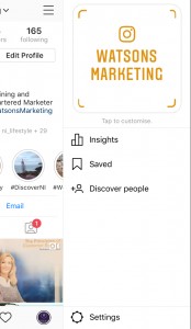 screengrab demonstrating the insight function for instagram pages that are set up as business pages